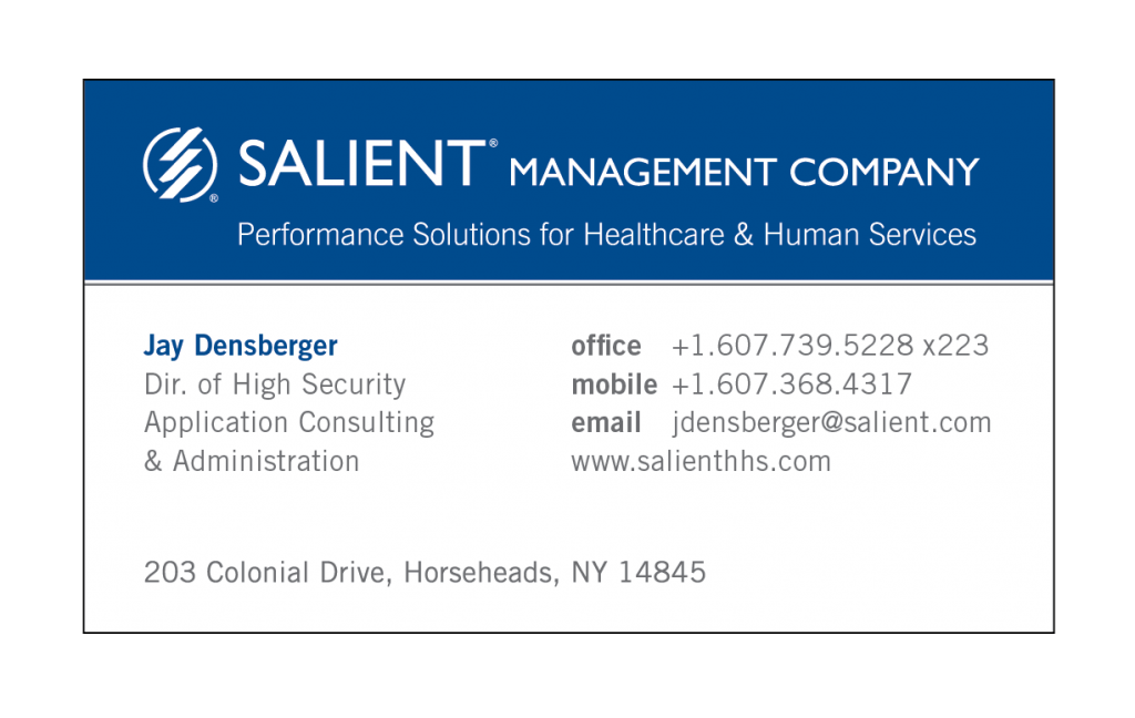 business cards 2 Salient Management Company